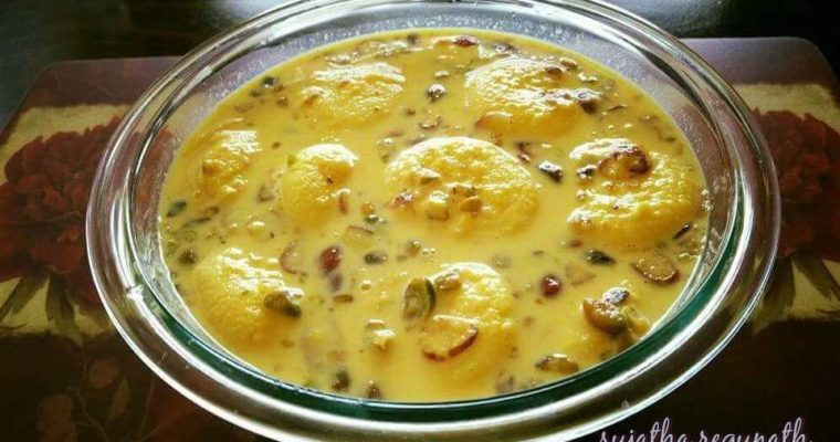 Kesar Rasmalai with Almonds and Pistachios