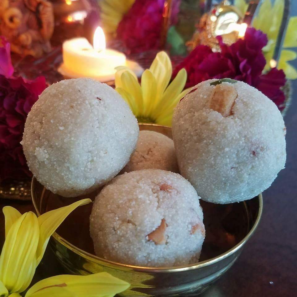 Rava Laddos garnished with cashewnuts