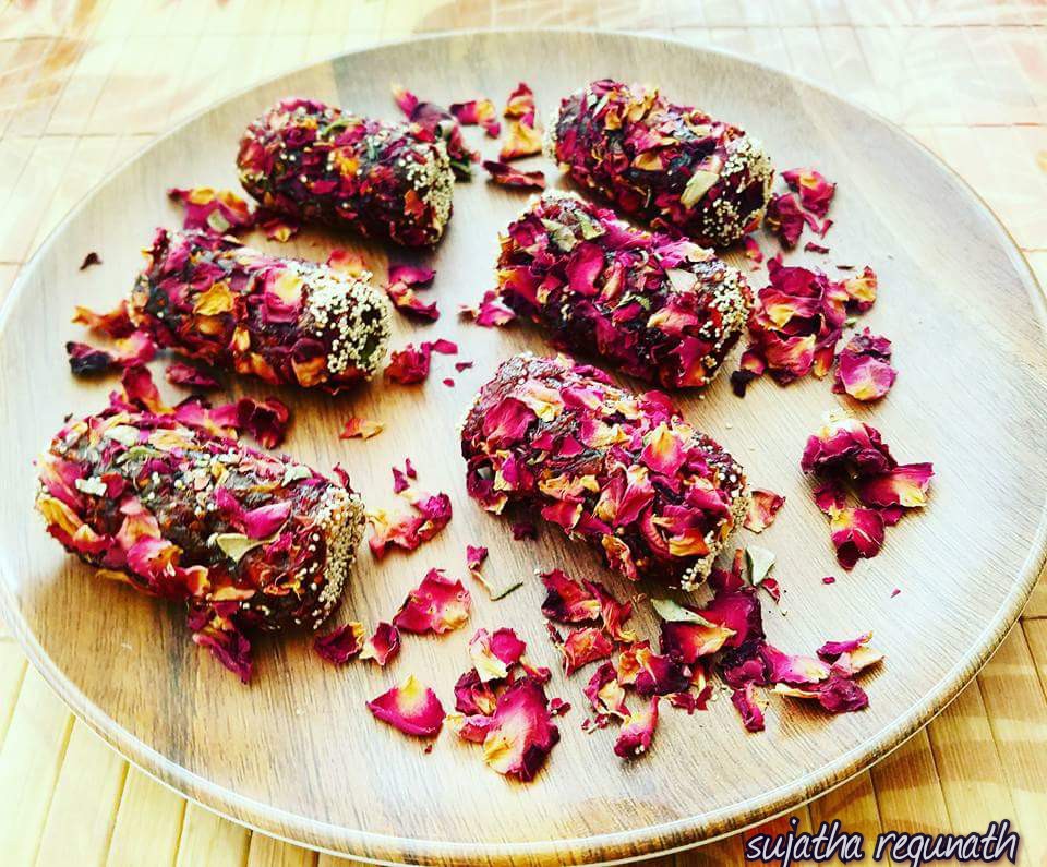 Rose Gulkand Nutty Rolls